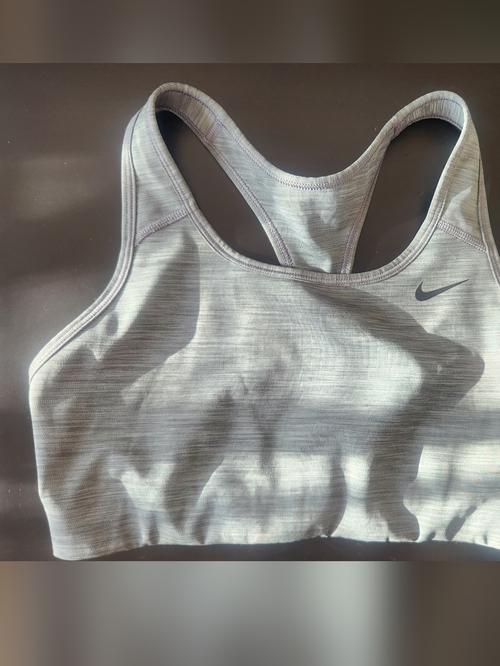 Nike Women's Light Grey Heathered Racerback Dri Fit  Sports Bra
